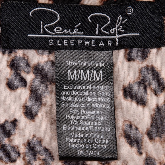 Rene Rofe Spaghetti Strap Leopard Print Chemise, Soft & Comfotable, Size Medium - Picture 12 of 13